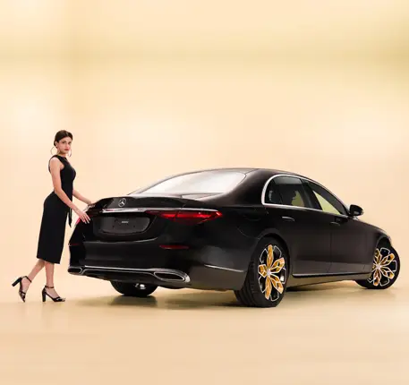 front wheel blue vintage sedan