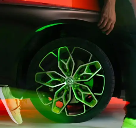 front wheel blue vintage sedan 